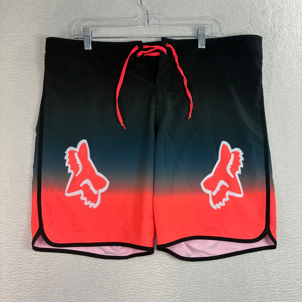 Fox Racing Board Shorts Men 38x8 Black Orange Swim Trunks Motocross Surf Beach